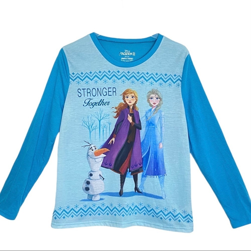 Frozen II Stronger Together Blue Pajama Top Size Medium